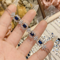 18K micro-inlaid diamond-encrusted colorful Tanzanian blue bracelet.