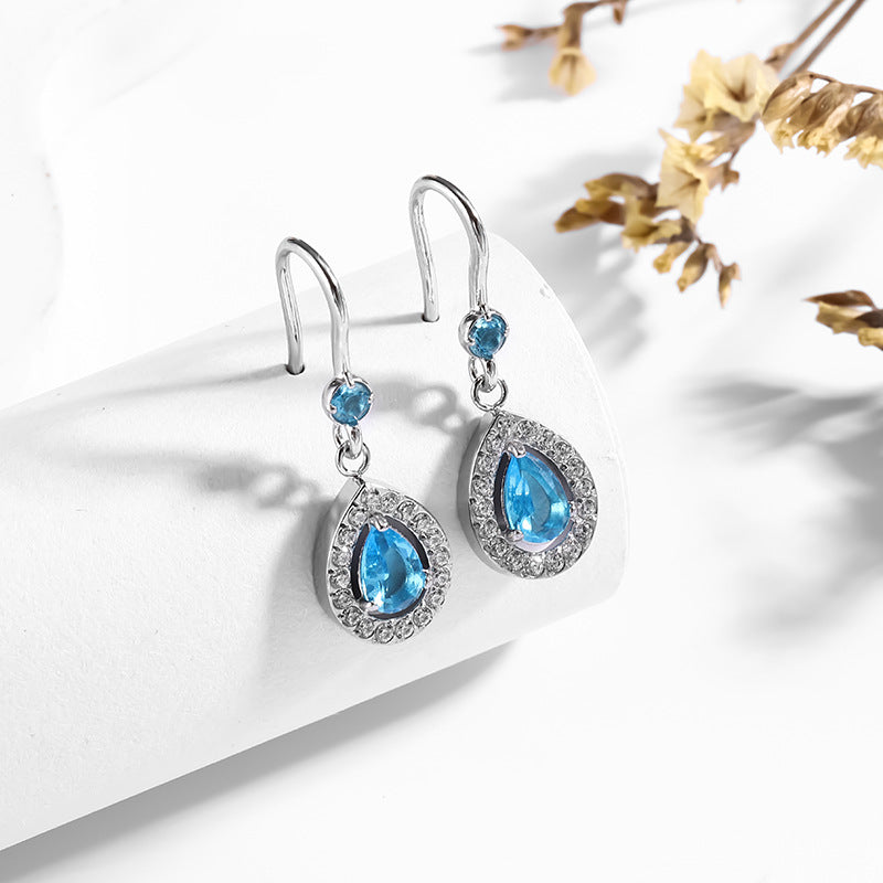 Zircon-inlaid 18K stainless steel stud gold titanium steel earrings