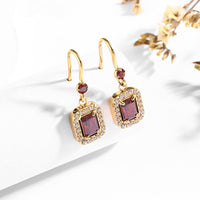 Zircon-inlaid 18K stainless steel stud gold titanium steel earrings
