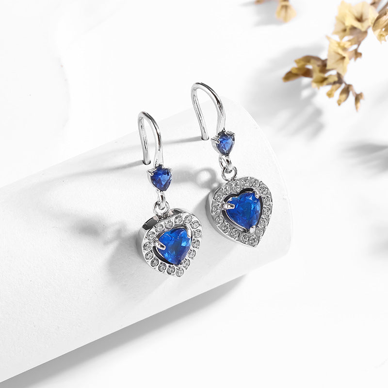 Zircon-inlaid 18K stainless steel stud gold titanium steel earrings