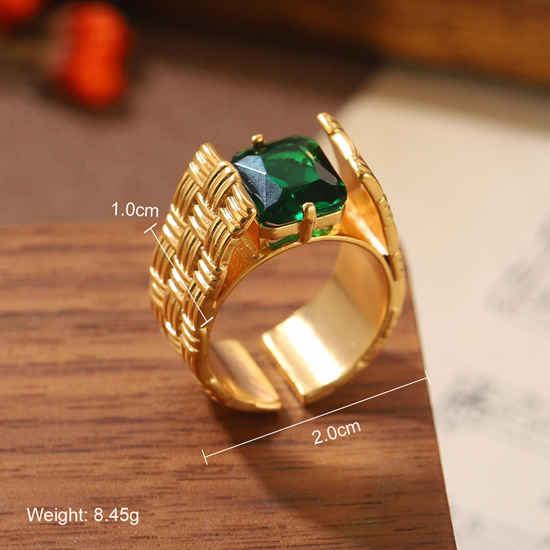 Natural stone geometric ring