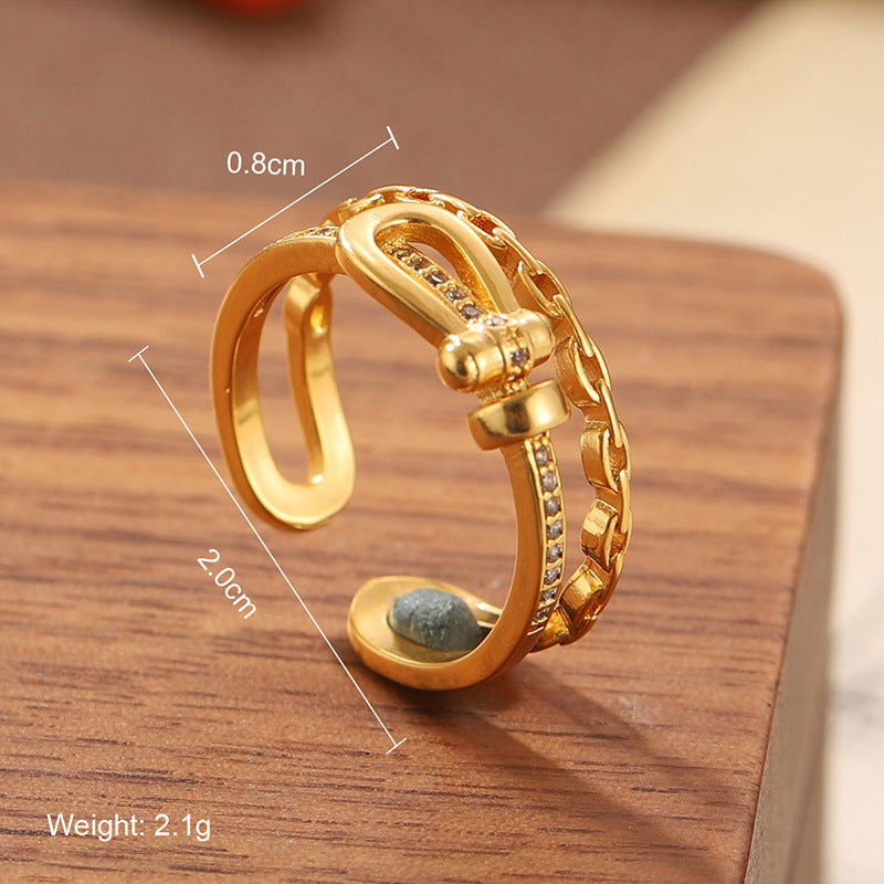 Natural stone geometric ring