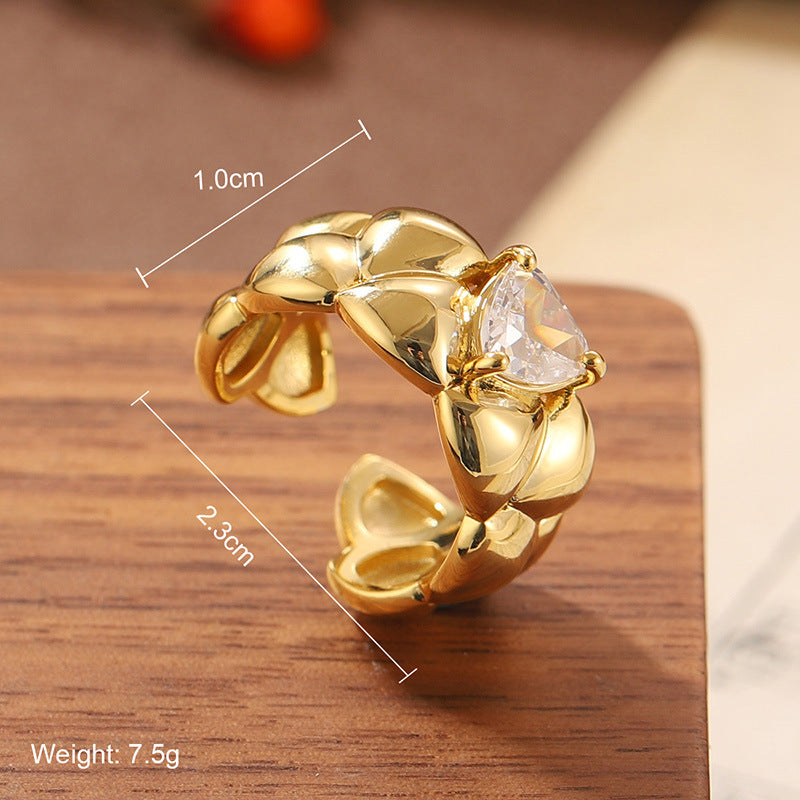 Natural stone geometric ring