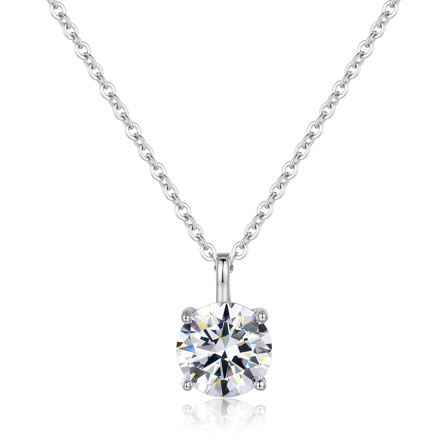 Sterling silver drops of love Mosan stone necklace one carat and two carats