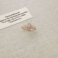 Pink clover flowers with zircon rose gold earrings necklace bracelet ring set