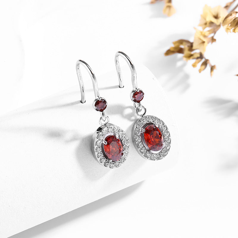 Zircon-inlaid 18K stainless steel stud gold titanium steel earrings