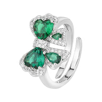 Emerald Butterfly Set S925 Silver Needle Earrings Necklace Ring