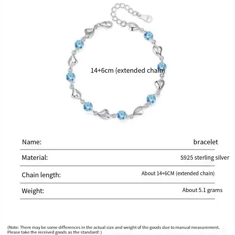 S925 sterling silver in the heart of the sea zircon heart bracelet
