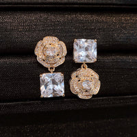Pink rose cube zircon necklace bracelet earrings set