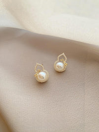 Bow gourd pearl earrings S925 sterling silver