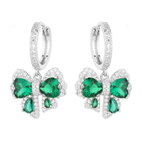 Emerald Butterfly Set S925 Silver Needle Earrings Necklace Ring