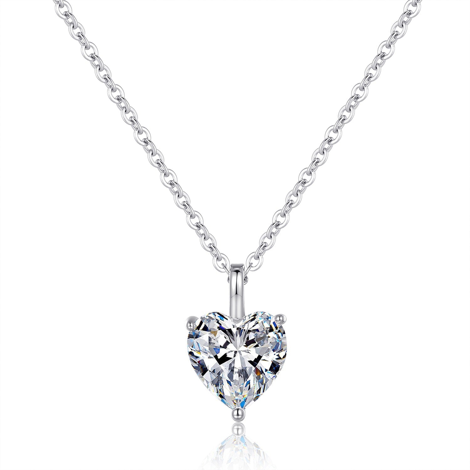 Sterling silver drops of love Mosan stone necklace one carat and two carats