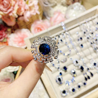 Imitation natural blue gemstone gold-plated studded ring earrings necklace bracelet