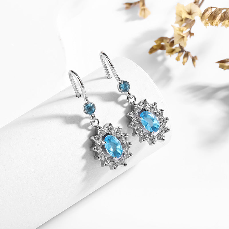 Zircon-inlaid 18K stainless steel stud gold titanium steel earrings