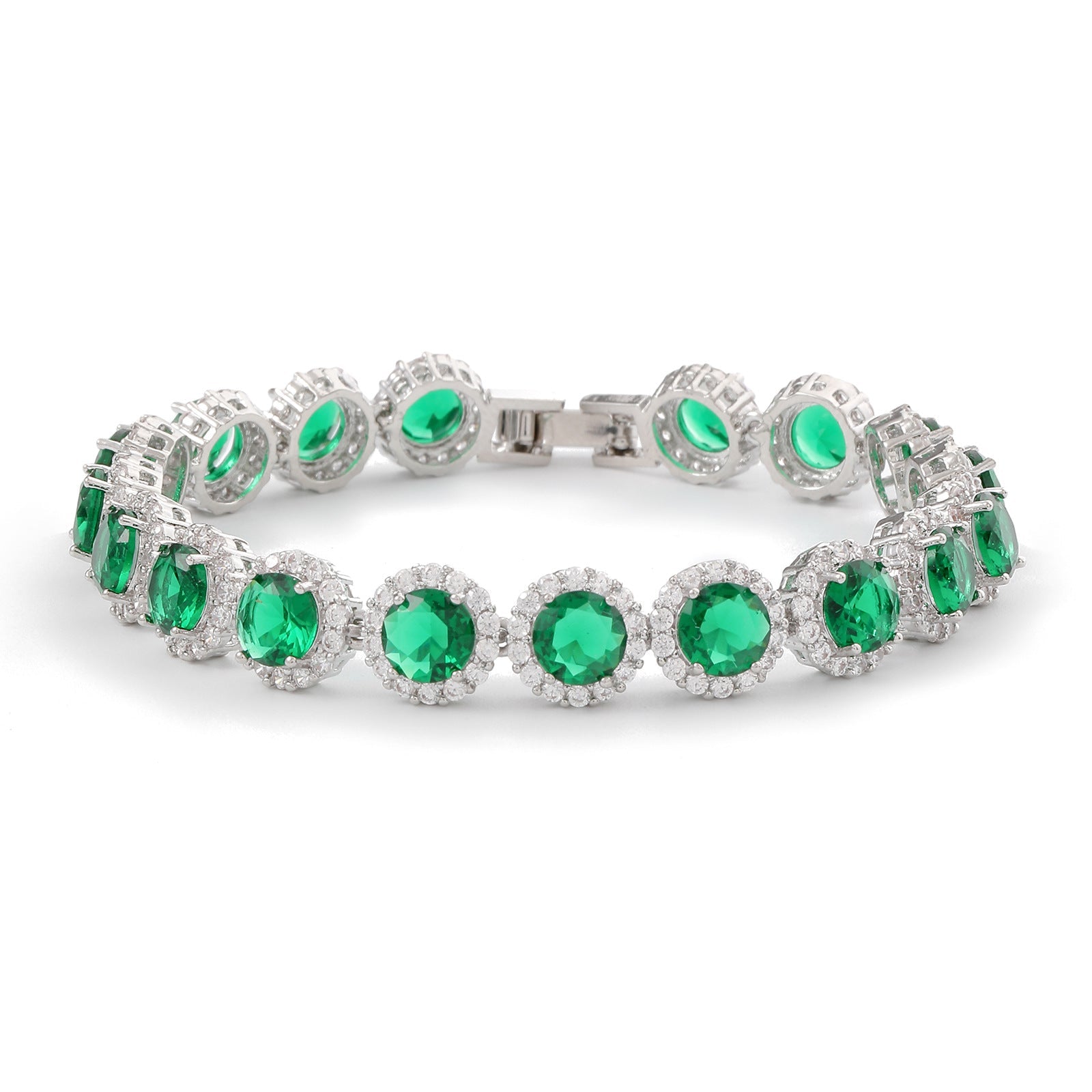 Hollow round bracelet with gold-plated inlaid zircon