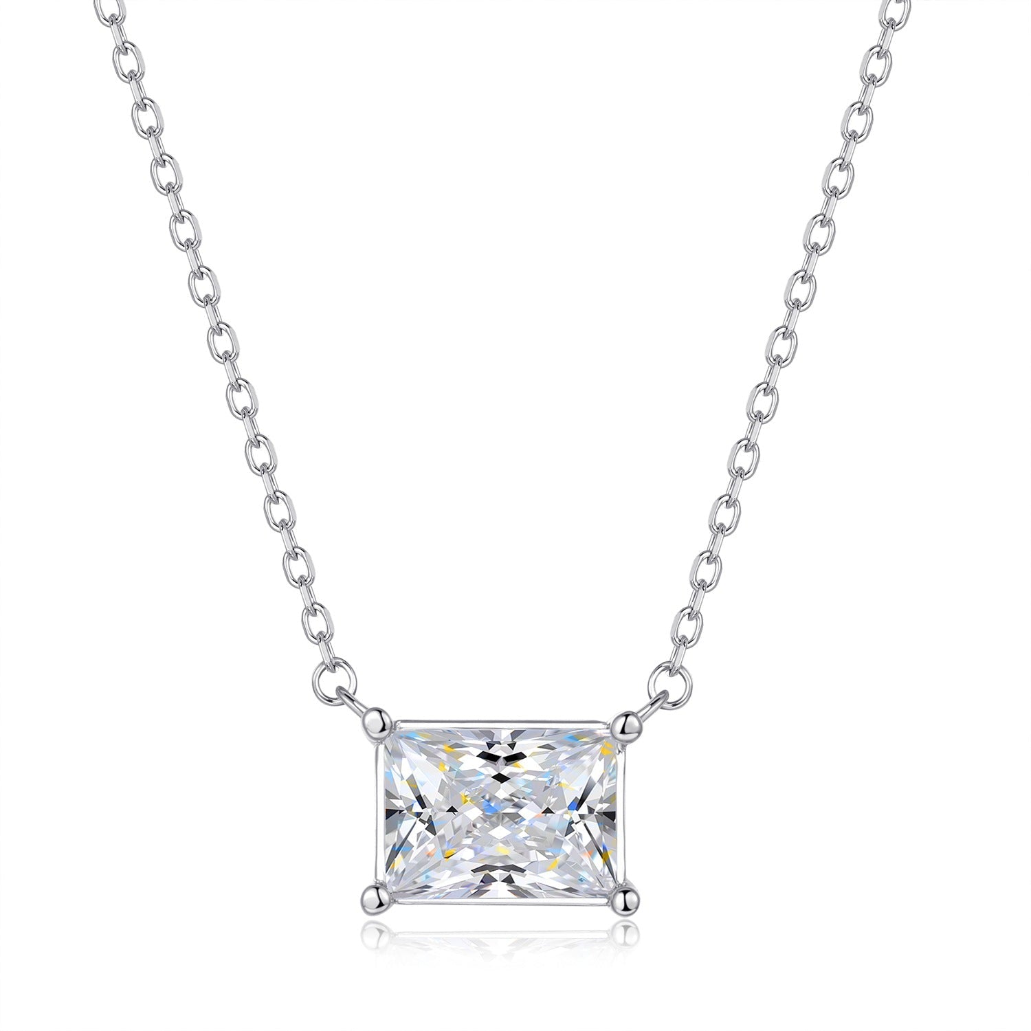 Sterling silver drops of love Mosan stone necklace one carat and two carats