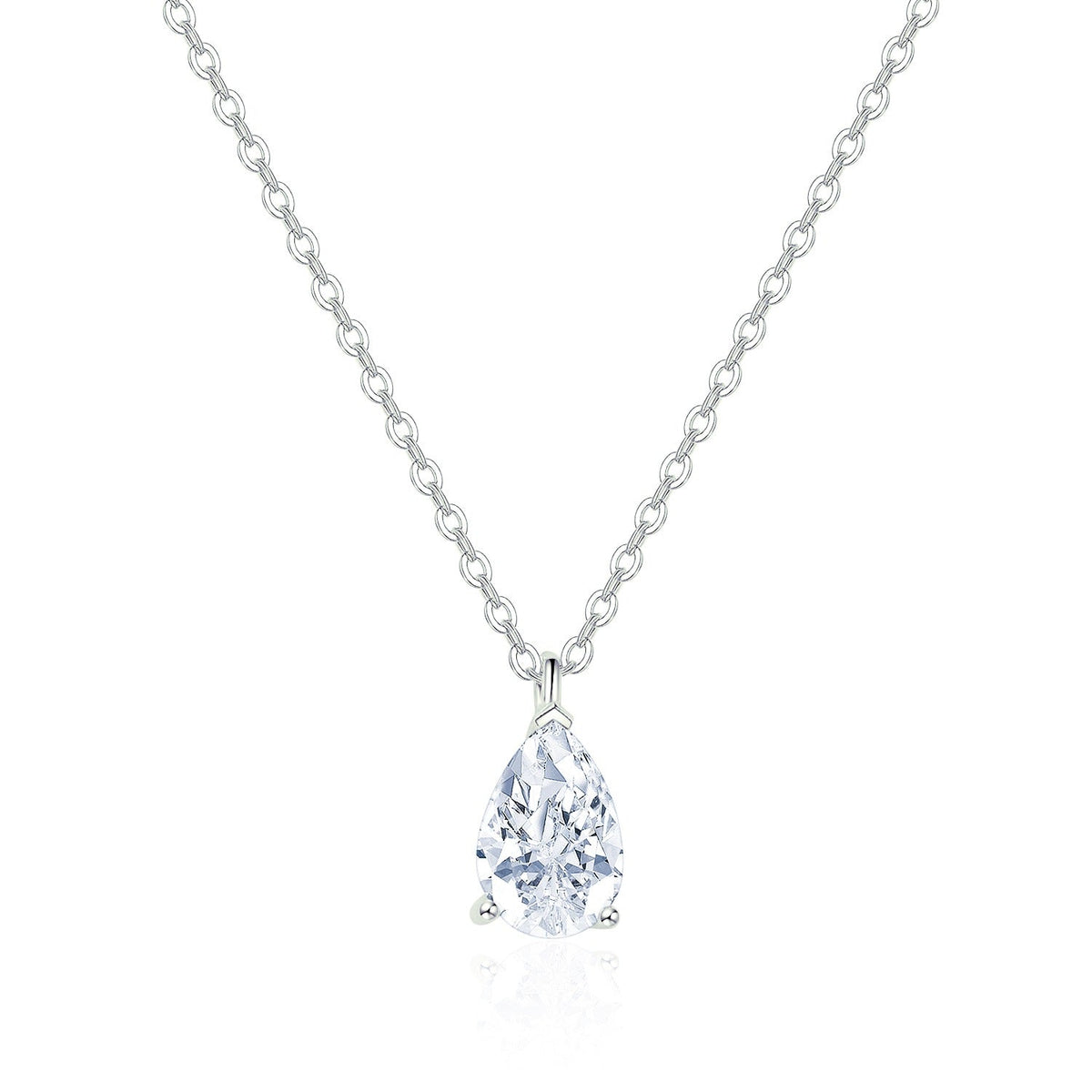 Sterling silver drops of love Mosan stone necklace one carat and two carats