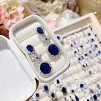 Imitation natural blue gemstone gold-plated studded ring earrings necklace bracelet