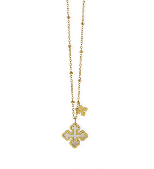 High color retention vacuum plating real gold/natural mother shell necklace