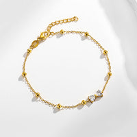 Stainless steel bow zircon bracelet earrings ring set of three