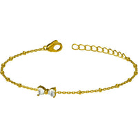 Stainless steel bow zircon bracelet earrings ring set of three