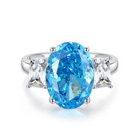 S925 Silver High Carbon Diamond Aquamarine 8A Zircon Reddean gem ring