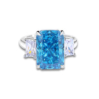 S925 Silver High Carbon Diamond Aquamarine 8A Zircon Reddean gem ring