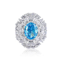 S925 Silver High Carbon Diamond Aquamarine 8A Zircon Reddean gem ring
