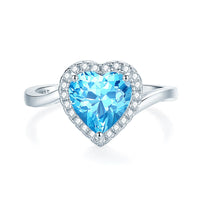 S925 Silver High Carbon Diamond Aquamarine 8A Zircon Reddean gem ring