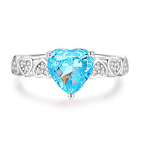 S925 Silver High Carbon Diamond Aquamarine 8A Zircon Reddean gem ring