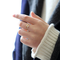 S925 sterling silver plated with 14K gold 7 tiny diamond rings