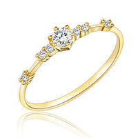 S925 sterling silver plated with 14K gold 7 tiny diamond rings