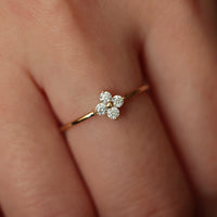 S925 silver, 18K gold, four-leaf clover with zircon, delicate ring.