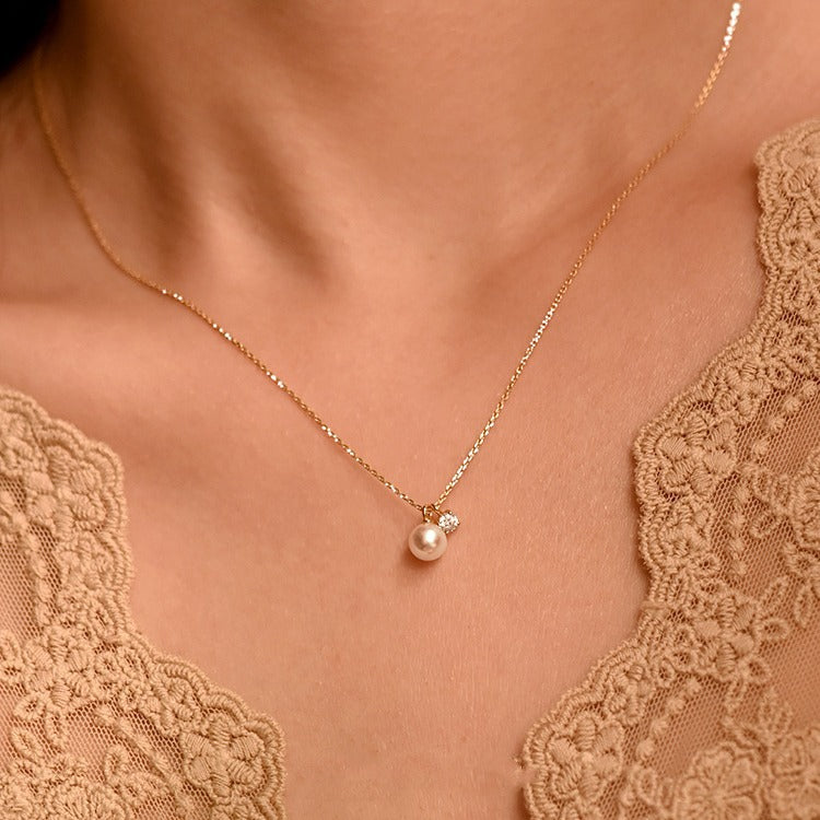 S925 Silver-plated 18K Gold Pearl Pearl Necklace
