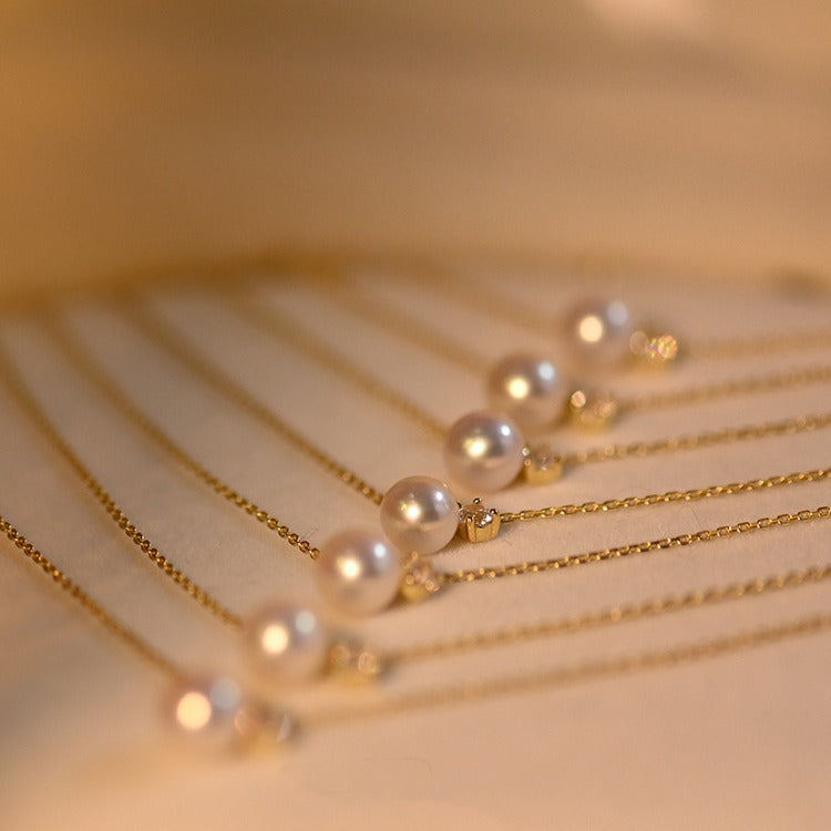 S925 Silver-plated 18K Gold Pearl Pearl Necklace