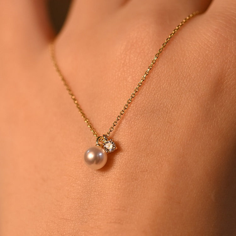 S925 Silver-plated 18K Gold Pearl Pearl Necklace