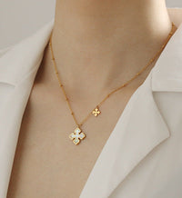 High color retention vacuum plating real gold/natural mother shell necklace