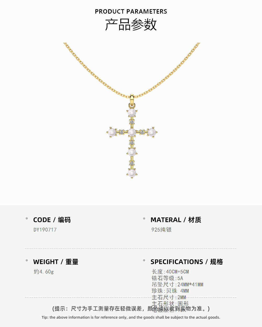 925 sterling silver cross zirconia opal pearl necklace
