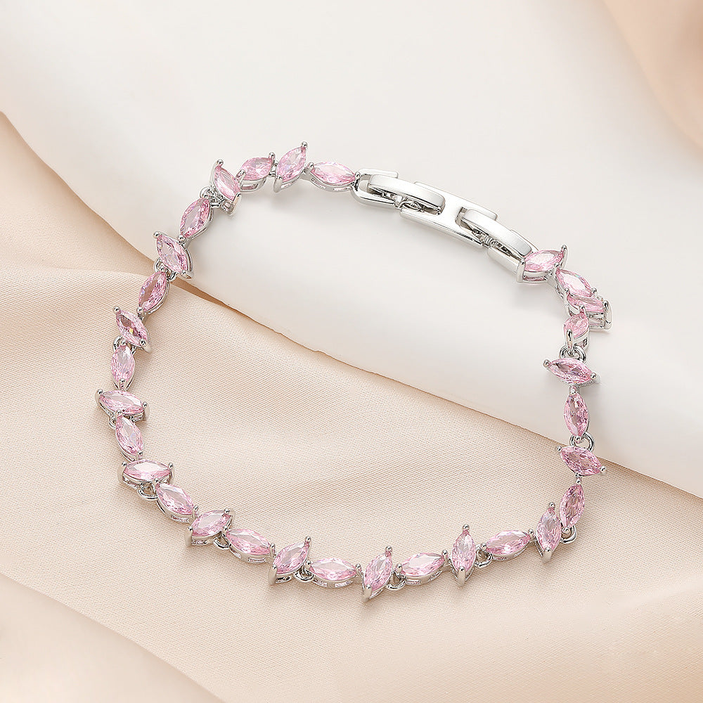 High quality zircon flower oval bracelet