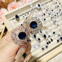 Imitation natural blue gemstone gold-plated studded ring earrings necklace bracelet