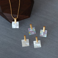 S925 silver needle high-quality stitching white shell necklace earrings set