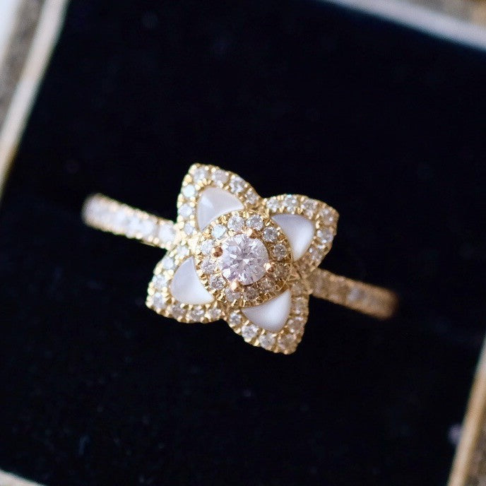 S925 sterling silver flower ring