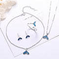 Blue fishtail series necklace ring bracelet earrings set