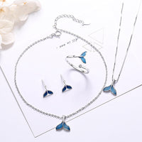 Blue fishtail series necklace ring bracelet earrings set