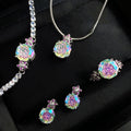 Octagonal rose bracelet necklace earrings ring set