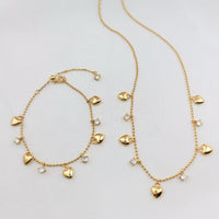 Love Heart Shining Zircon Necklace & Bracelet SET