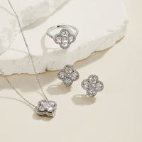 Silver Four-leaf Clover SET