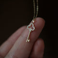 S925 sterling silver plated 14K gold necklace diamond key