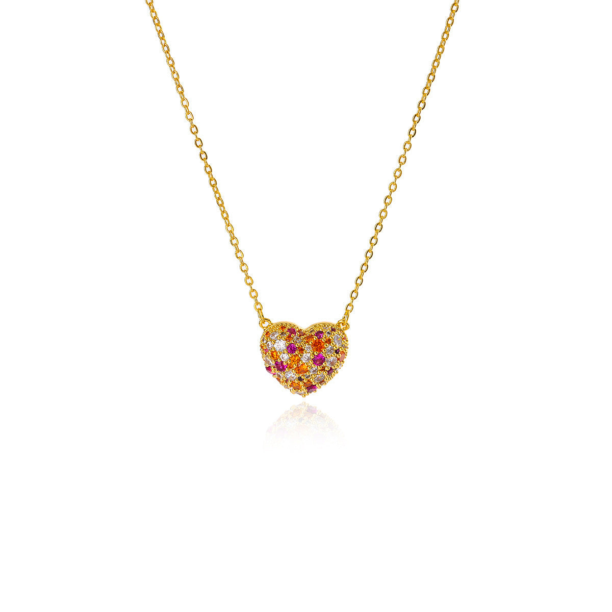 Love necklace bracelet earrings set with pink zircon
