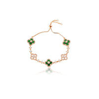 Natural Fritillaria Lucky Clover Bracelet Necklace Set
